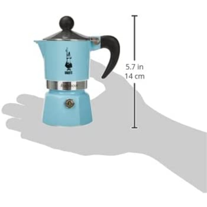 Кавоварка Bialetti Rainbow, алюмінієва, блакитна, на 1 чашку