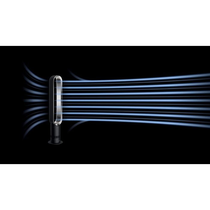 Dyson Cool AM07 Тихий турбовентилятор 100 см з пультом, енергозберігаючий, 9 годин таймер, для спальні, 10 швидкостей, білий/сріблястий