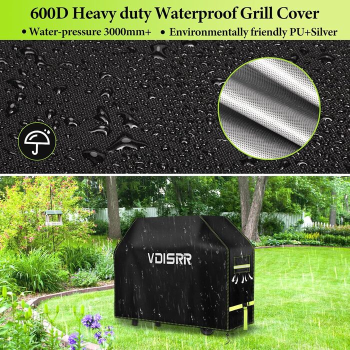 Водонепроникний чохол для гриля з вентиляцією VDISRR, міцний 600D Оксфорд, захисний покрив для барбекю 100x60x110 см, проти іржі та плісняви