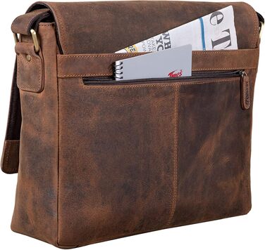 Шкіряна сумка для ноутбука LEABAGS Oxford 15 дюймів, натуральна шкіра корів, темно-коричневий Hunter (38x10x31 см) для чоловіків та жінок
