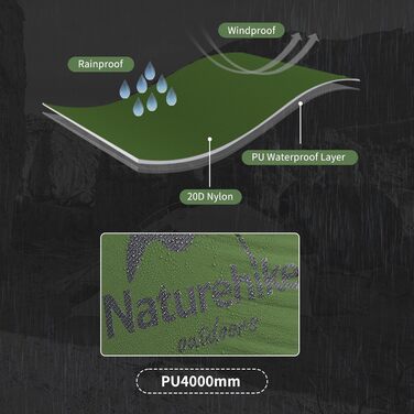 Намет Naturehike Mongar 2 для кемпінгу, ультралегкий, двомісний, 4-сезонний, 210T нейлон PU3000мм, для туризму, велопоходів, трекінгу та альпінізму