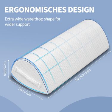 Подушка для сну на боку Pozico: ортопедична подушка для ніг з піни Memory Foam для колін, стегон та спини, знімний чохол, біла