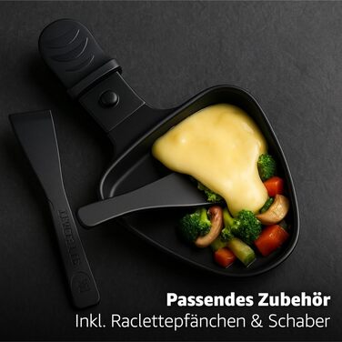 Набір для раклету 8er Raclette - гриль для столу з антипригарними сковорідками та скребком, гранітна та антипригарна пластини (круглий)