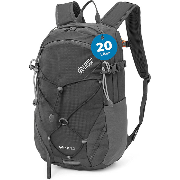 Рюкзак Terra Peak Flex 20 Premium 20 л з вентиляцією спини, питною системою та дощовиком – туристичний рюкзак з дихаючого 3D Air Mesh поліестеру з поясом на стегна для походів та активного відпочинку