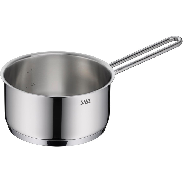 Каструля Silit Extra Cook з нержавіючої сталі 16 см з мірною шкалою та широким зливом, для плити Induktion