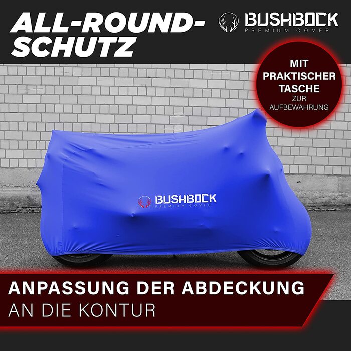 Преміальний чохол для мотоцикла в приміщенні BUSHBOCK® — еластичний пилозахисний чохол з дихаючого оксамитового стрейч-тканини