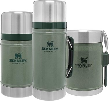 Термос для їжі Stanley Classic Legendary 400 мл з ложкою-виделкою, нержавіюча сталь, 7 годин збереження температури, BPA-free, підходить для посудомийної машини, зелений Hammertone