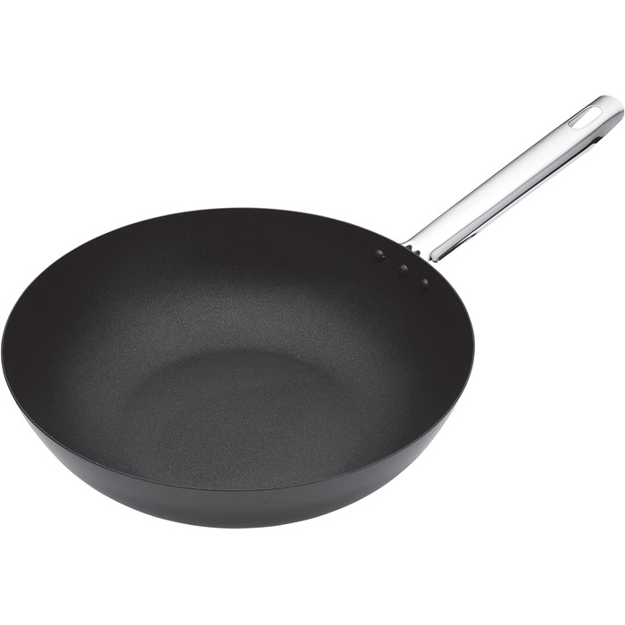 Wok MasterClass 30 см, 2 мм, вуглецева сталь, антипригарне покриття, сталевий ручка, для індукції, до 250°C