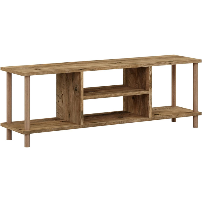 ТВ тумба en.casa Ærøskøbing 43x120x29 см, 2 полиці, біла, під дерево, меблі для телевізора, низька тумба