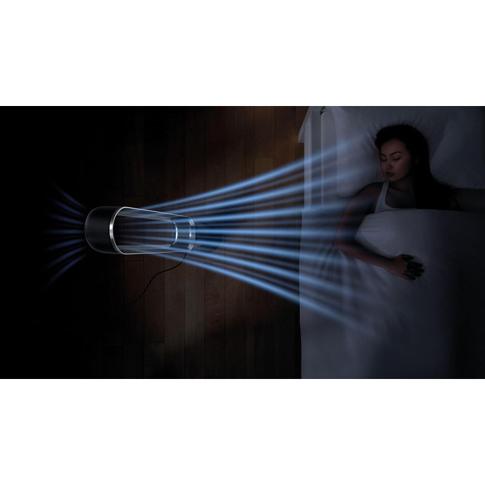 Dyson Cool AM07 Тихий турбовентилятор 100 см з пультом, енергозберігаючий, 9 годин таймер, для спальні, 10 швидкостей, білий/сріблястий