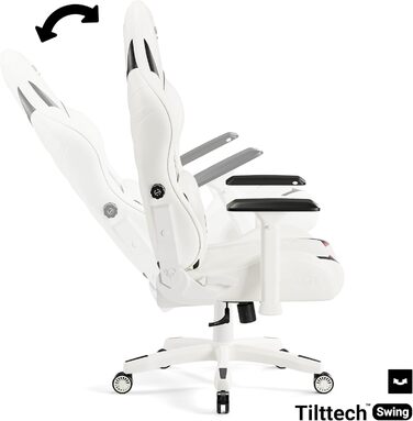 Ігрове крісло Diablo X-Ray King XL, біло-чорне, екошкіра, ергономічне, 4D підлокітники, офісне, з перфорацією та гойданням