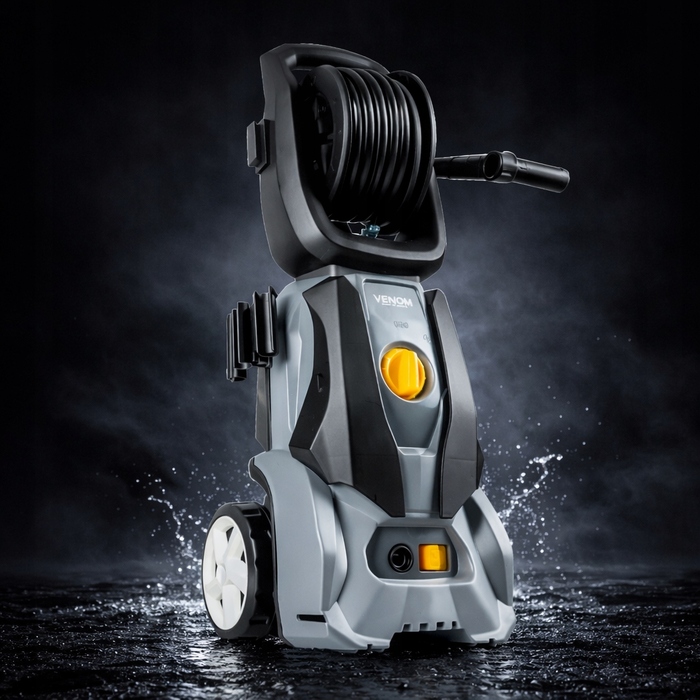 Мийка високого тиску VENOM 1800W, алюмінієвий насос, 140 бар, шланг 5,2 м з котушкою
