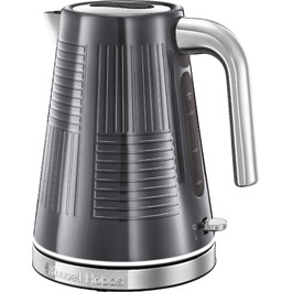 Тостер Russell Hobbs Geo Edelstahl Grau на 2 тости, нержавіюча сталь, сірий. Широкі слоти, підставка для булочок, 6 режимів, розморожування, підігрів, швидкий нагрів 1640 Вт