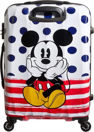 Чемодан American Tourister Disney Legends Mickey Blue Dots, синій, з принтом Міккі Мауса, жорсткий пластик