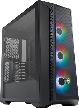 Корпус для ПК Cooler Master MasterBox 520 Mesh, Mid-Tower ATX, 3 встановлених вентилятори, сітчаста передня панель, скляна бічна стінка, ARGB-контролер, чорний