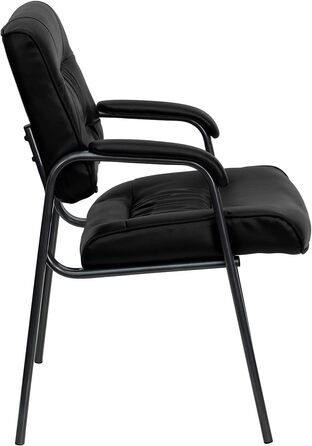 Крісло-табурет Haeger від Flash Furniture з шкіри, з рамою титаново-сірого кольору з порошковим покриттям, чорне, шкіряне сидіння/титановий каркас