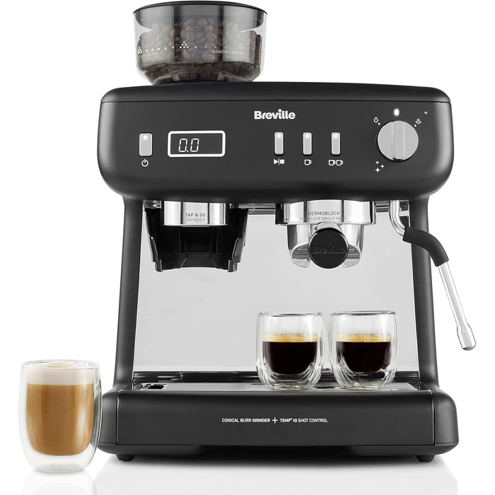 Кавомашина Breville Barista Max+ з вбудованим капучинатором та кавомолкою, срібляста (VCF185X) - еспресо, капучино, лате