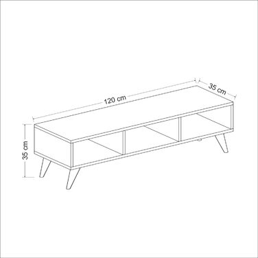 ТВ-тумба en.casa Aaskov з 3 полицями, комод під телевізор, 35x120x35 см, білий