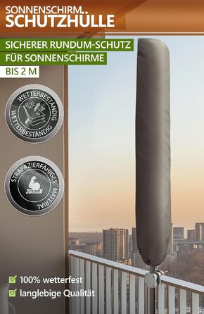 Чохол захисний для парасольки 4smile 420D Oxford (Taupe, 140x25/27 см) для саду та вулиці, водонепроникний, UV-стійкий, 2-5 м
