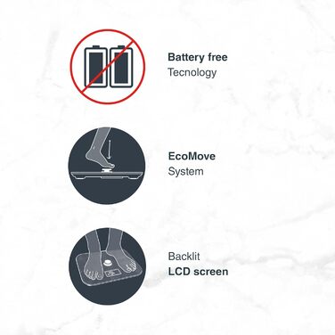 Ваги підлогові Lacor EcoMove з мармуровим ефектом, надтонке загартоване скло 5 мм, LCD дисплей, 31х29 см