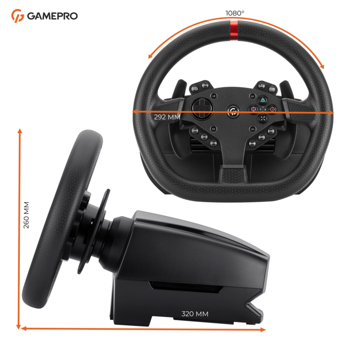 Ігрове кермо GamePro RW070PM з педалями та коробкою передач XBOXONE/PS4/PC