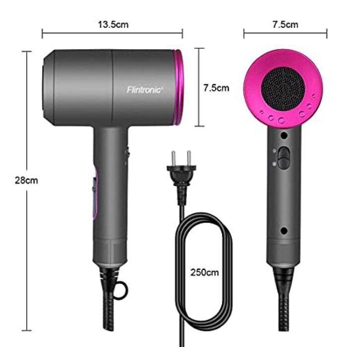 Фен Flintronic 2000W з іонізацією, AC мотором, 4-в-1: дифузор, 2 насадки-концентратори, дорожній фен, 2 режими нагріву, 3 швидкості