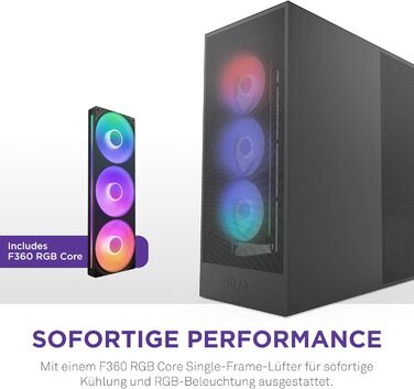 Корпус NZXT H7 Flow RGB для ПК, Mid-Tower ATX, з RGB-вентиляторами, підтримкою підлогових вентиляторів для прямого охолодження відеокарти, 360 мм, чорний