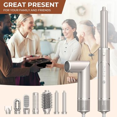 UKLISS Airstyler 5 в 1: Фен-щітка, стайлер для волосся з іонізацією та насадкою для кудрі (Золотий)