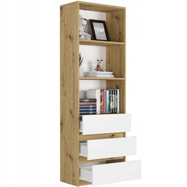Стелаж Framire 60 см x 180 см x 30 см, білий дуб artisan