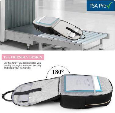 Жіночий рюкзак YAMTION 17.3'' чорний з USB, для ноутбука, для школи, університету, офісу, міста, для підлітків та дівчат