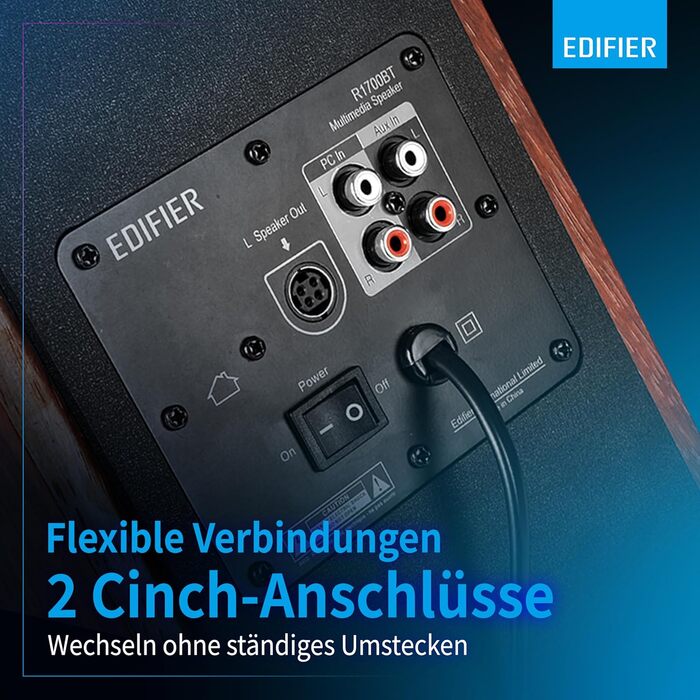 Акустична система Edifier R1700BT: активні полочні колонки з Bluetooth, цифровим та аналоговим входами, корпус із натурального дерева, з пультом ДК