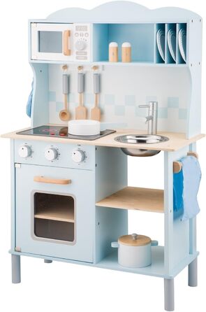 Дитяча кухня New Classic Toys 11065, сучасна, з плитою, синя, багатобарвна