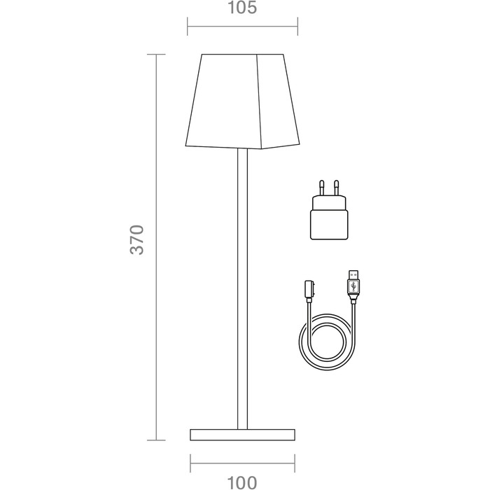 LED-лампа SIGOR Nuindie на акумуляторі, диммувана, для дому та вулиці, IP54, висота 38 см, біла, 12 годин роботи