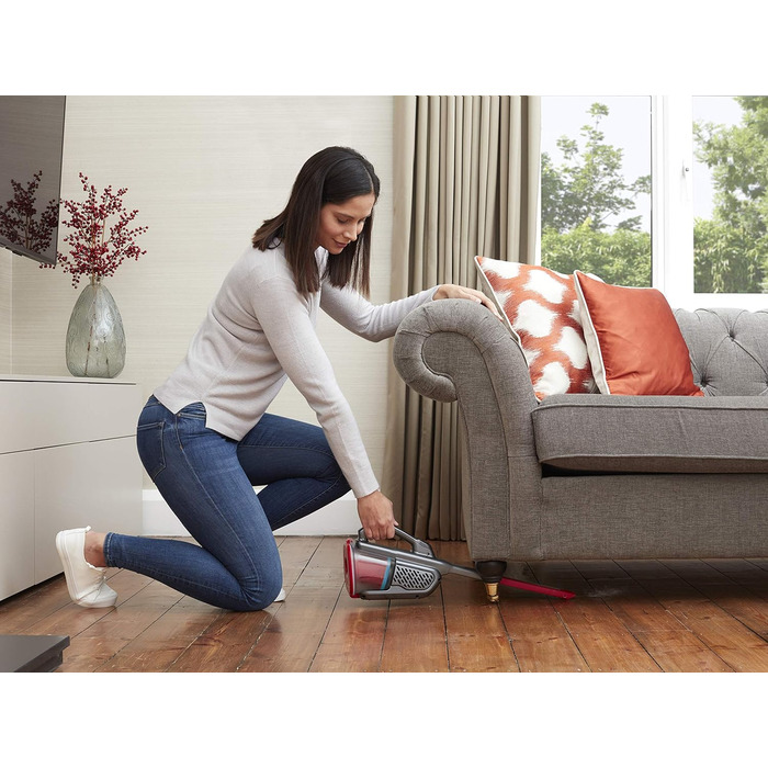 Пилосос ручний акумуляторний BLACK+DECKER Lithium Dustbuster BHHV315J, 12 В, 20 AW, циклонний, безмішковий, з висувною щілинною насадкою, титан/червоний, 500 мл