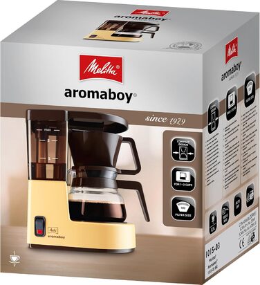 Кавоварка крапельна Melitta Aromaboy з скляним глечиком, на 2 чашки, бежево-коричнева, компактна