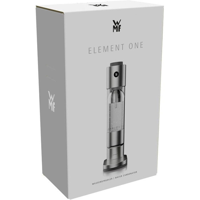Автоматичний сифон для води WMF Element One зі сталі, газифікатор води з 3 рівнями насичення, сріблястий