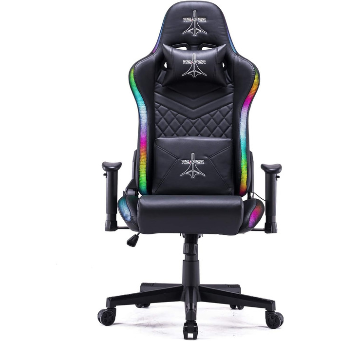 Ігровий крісло BRIGROS La voglia di fare Reaper з RGB підсвічуванням, регульованою спинкою та великим вибором кольорів (чорний)