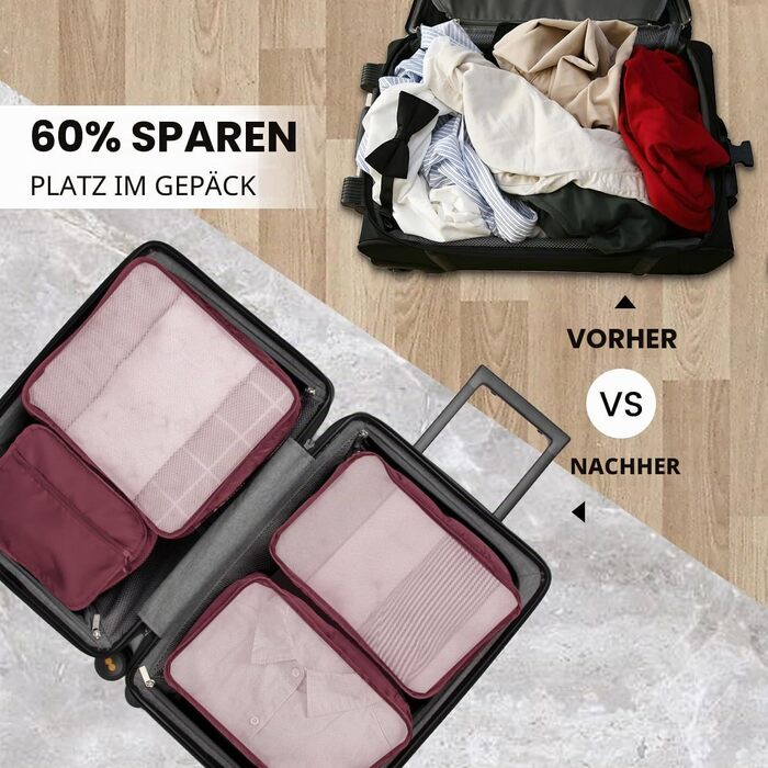 Набір органайзерів для подорожей Packing Cubes (12 предметів), сумки-органайзери для валізи та одягу, бордовий