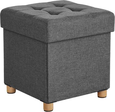 Складаний пуф SONGMICS зі сховищем, 38x38x40 см, шкіряний, до 300 кг, для вітальні та спальні, шифр-графіт