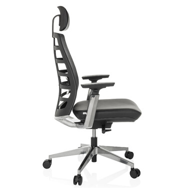 Офісне крісло / Крісло керівника SPINIO ELITE L Задня сітка / Шкіряне сидіння Чорний hjh OFFICE