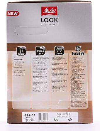 Кавоварка Melitta Look Timer з таймером, крапельна, 10 чашок, біла, скляна колба
