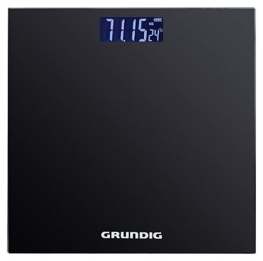 Grundig цифрова вага для людей 180 кг, точність 50 г, чорна, великий дисплей, індикатор температури, 2 одиниці вимірювання