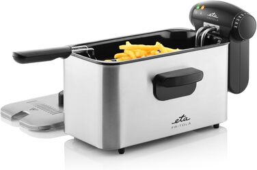 Фритюрниця ETA Fritola, 2000 Вт, 3 л, нержавіюча сталь, терморегулятор 150-190°C, Easy Clean, захист від перегріву