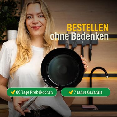 Набір сковорідок Cook&Pan для індукції, керамічне покриття Greenshield (без PFAS та тефлону) - 20/24/28 см, 3 шт., чорний