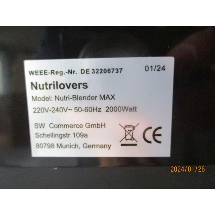 Потужний блендер NUTRI-BLENDER MAX 2000Вт для смузі, професійний стаціонарний міксер 2л Tritan, BPA-free, 9 швидкостей, цифровий таймер, з рецептурником