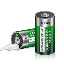 Акумулятори типу C (LR14) 1.5V 6000mWh перезарядні літієві батареї з USB-C портом для швидкої зарядки, 4 шт. (комплект з кабелем)