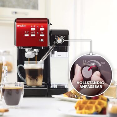 Кавомашина Breville Prima Latte II: Еспресо та капучино, 15 бар, червоний (VCF109X)