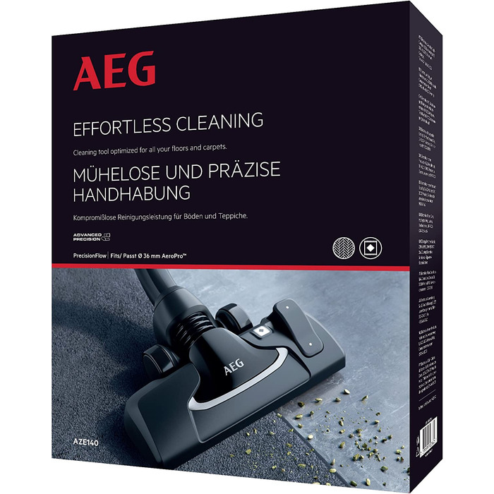 Універсальна насадка для пилососа AEG AZE140 Precision Flow, для килимів і підлоги, м'яке чищення, тиха, 36 мм, чорна