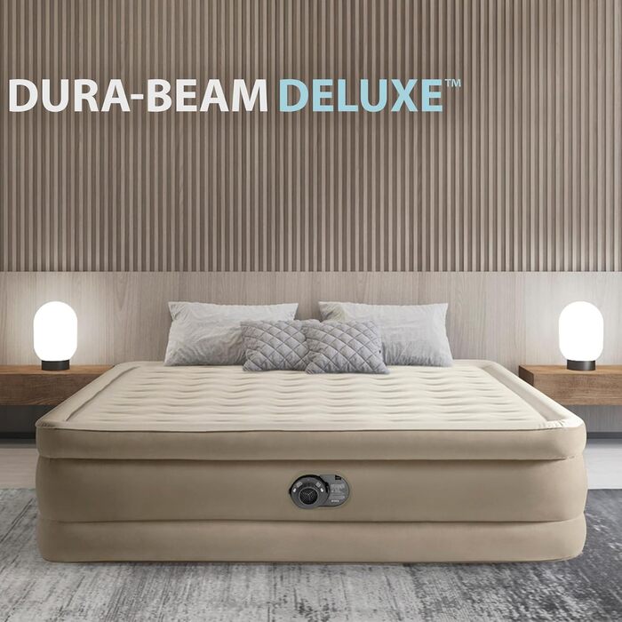 Надувний матрац Intex Queen Ultra Plush Fiber-Tech RP 152x203x46 см (64428ND) - двоспальний, флокований