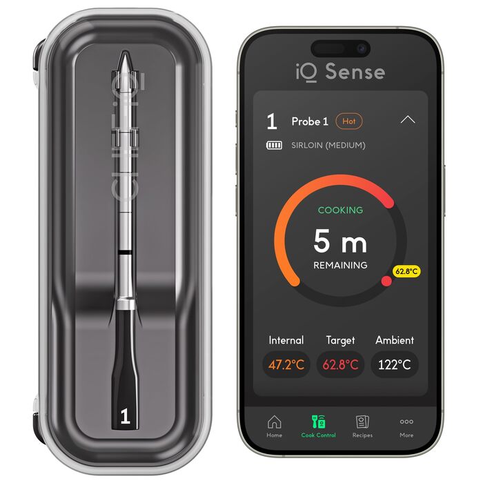 Термометр для м'яса Chef iQ Sense (2025) з Wi-Fi | Бездротовий, 5 сенсорів, до 530°C, для гриля, BBQ, духовки, фритюрниці